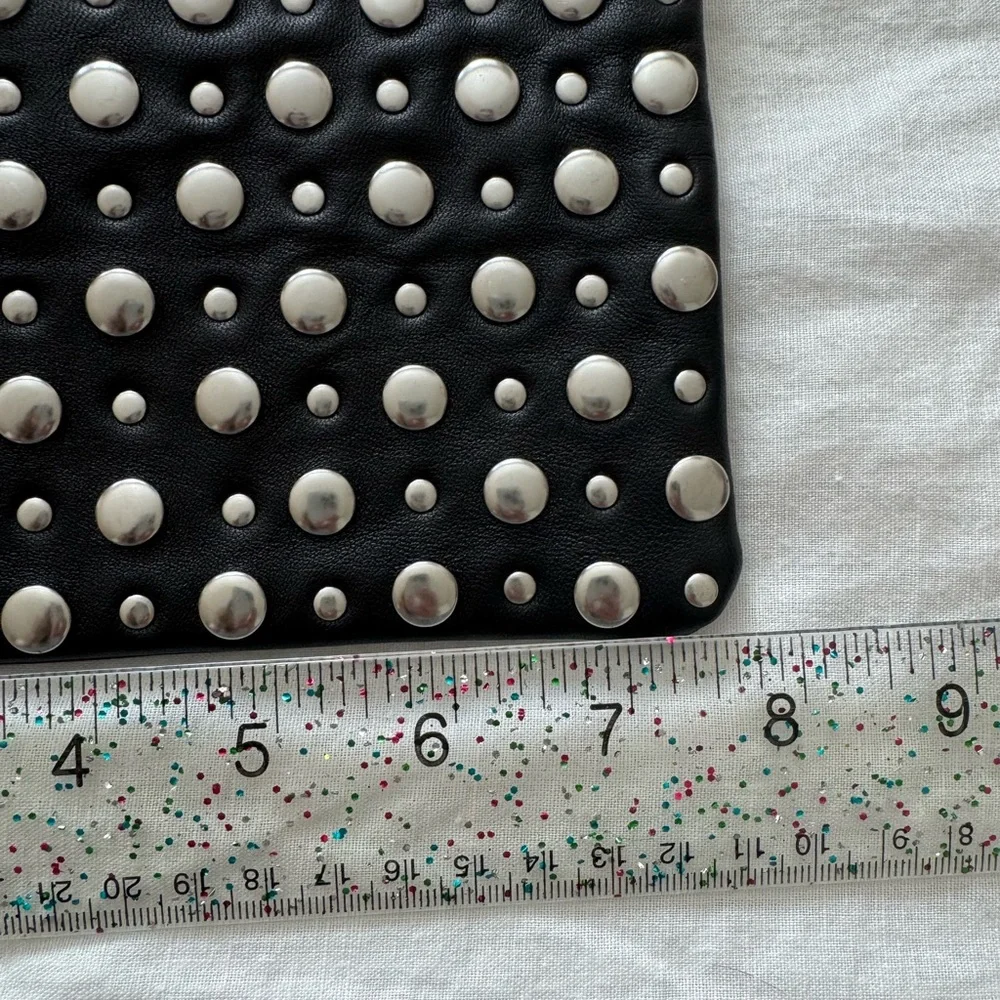 Clare V Black Leather Wallet Clutch with silver studs NWOT - Picture 7 of 8